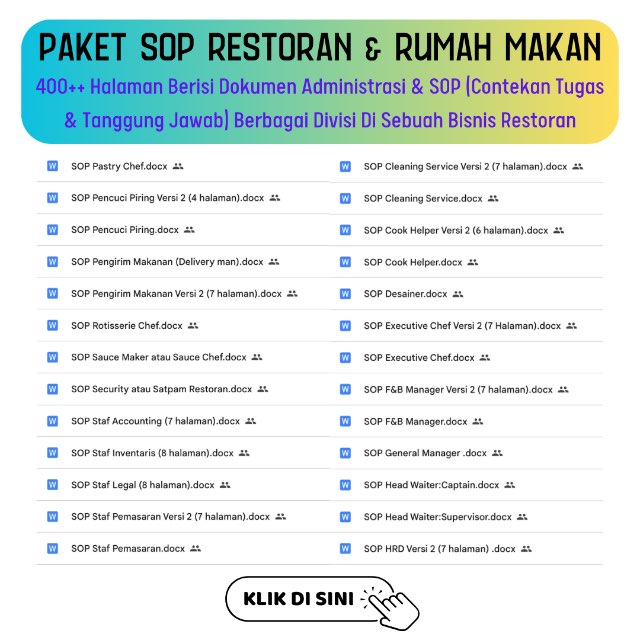 Paket SOP Lengkap Bisnis Kuliner