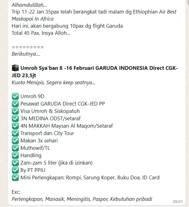 Paket Umroh Fleet - Standar & Layak