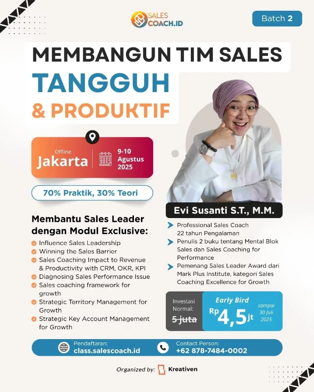 Salescoach.id Jakarta - Membangun Tim Sales Tangguh & Produktif - Early Bird Ticket