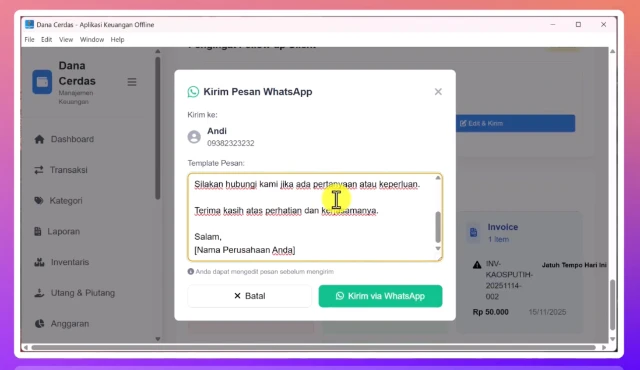 Fitur Chat Whatsapp Client