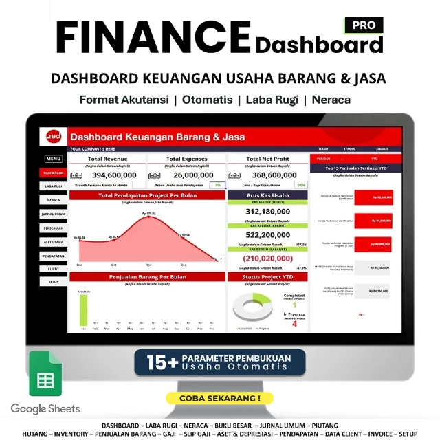 FINANCE DASHBOARD PRO+ | Usaha Barang & Jasa | G.S