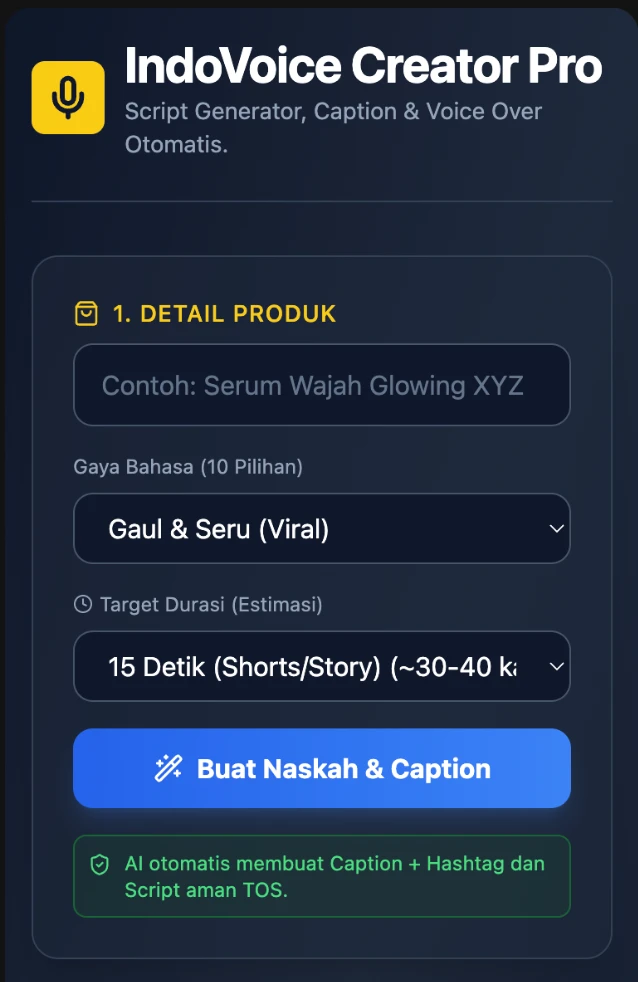 Voice Generator Tiktok Affiliate Pro