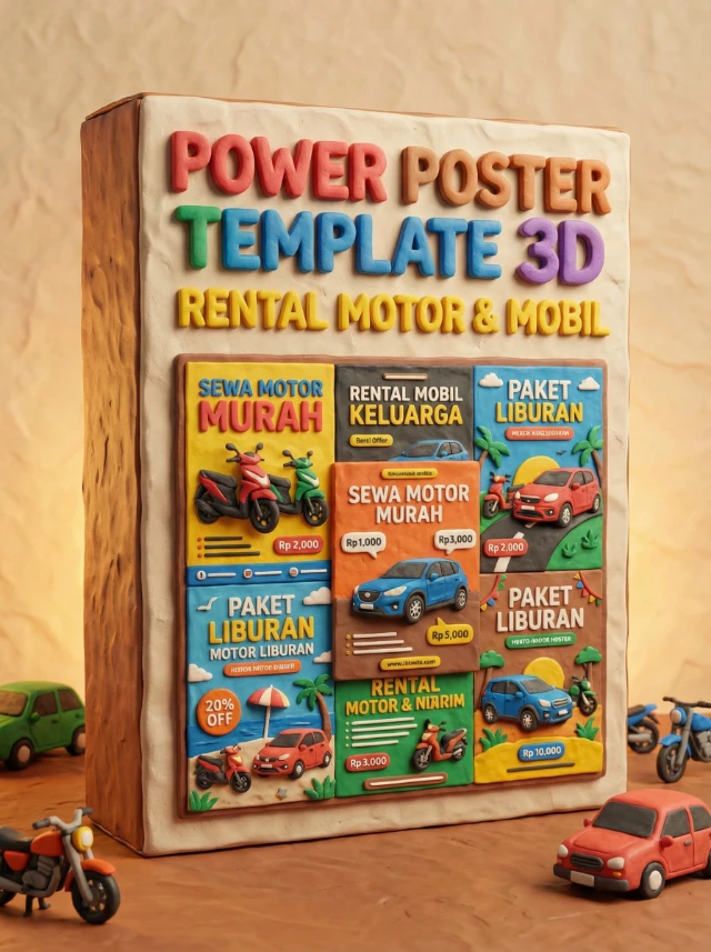 Power Poster Template 3D Rental Motor & Mobil