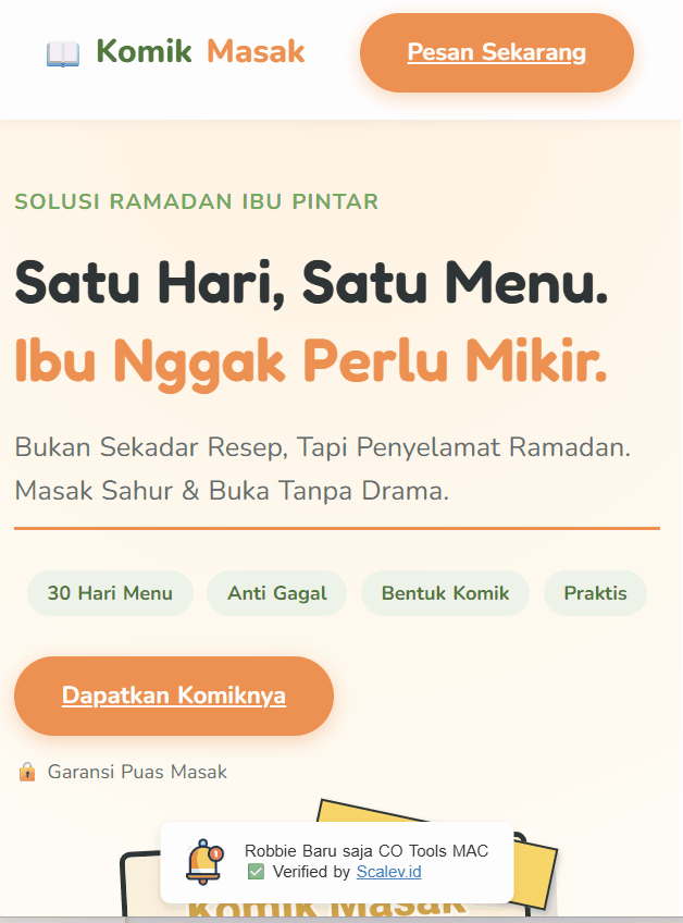 Preview Landing Page Komik