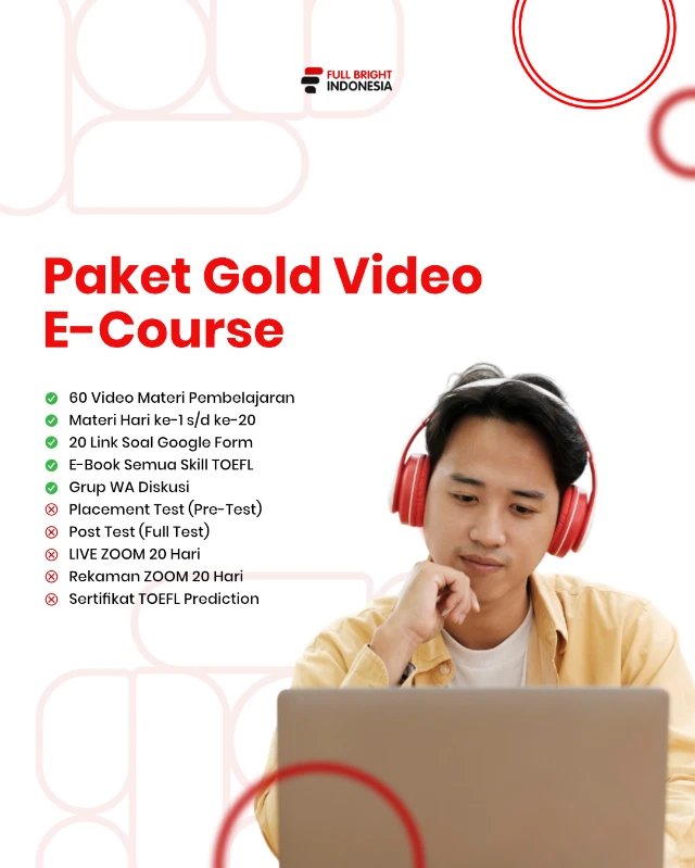 A4- Paket Gold Video E-Course TOEFL (Tanpa LIVE ZOOM)