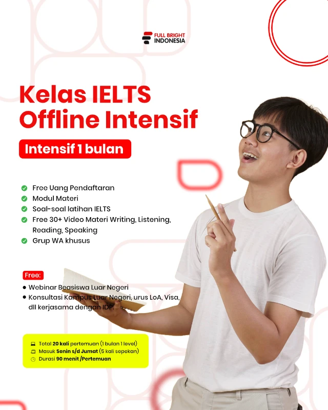 B2- Paket Platinum IELTS Level Intermediate (Offline, 20 Meeting)