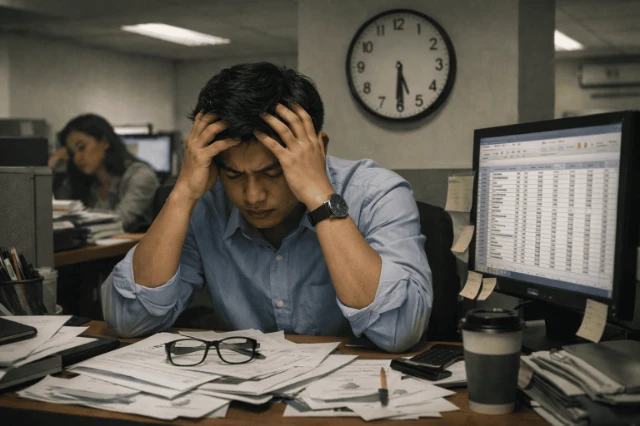 Orang frustrasi di kantor