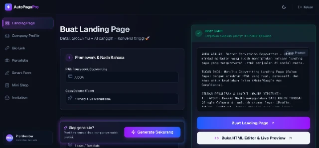 Dashboard - Landing Page Generator