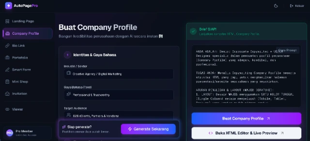 Dashboard - Company Profile Generator