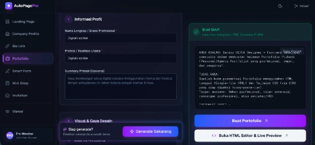 Dashboard - Portofolio Generator