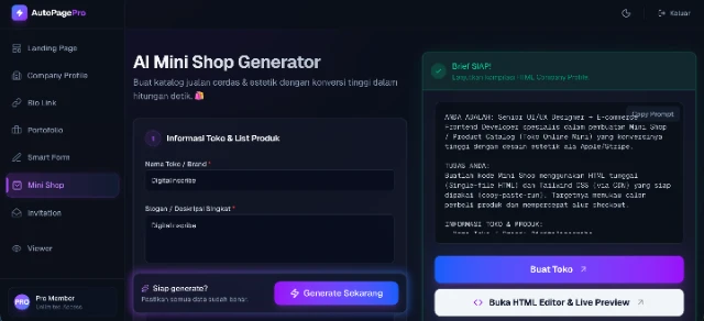 Dashboard - Mini Shop
