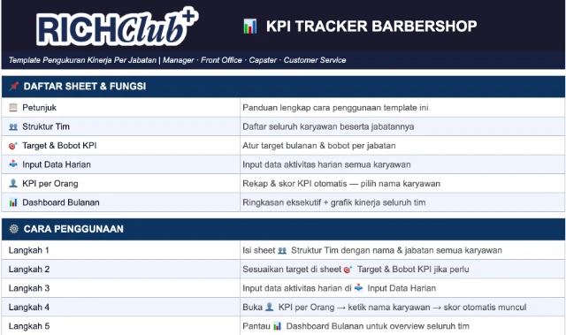 Bonus Template Dashboard KPI Barbershop