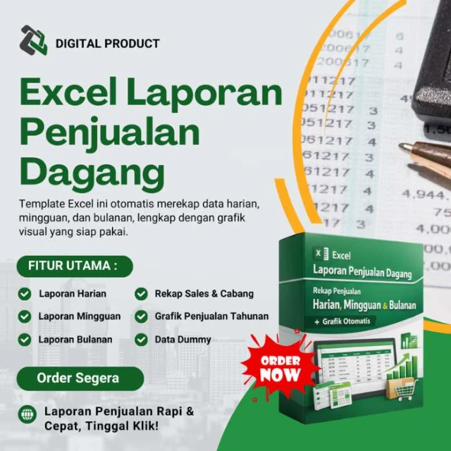 Excel Laporan Penjualan Dagang + Grafik Otomatis