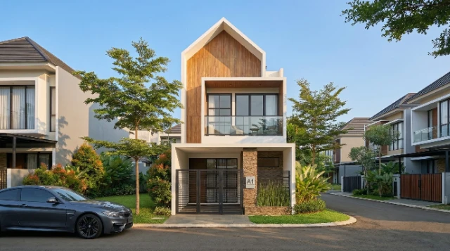 Rendering eksterior rumah workflow AI Nano Banana Pro