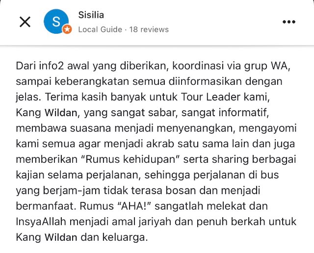 Testimoni Tour Leader