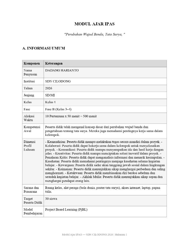 Contoh modul ajar dari GuruPintar
