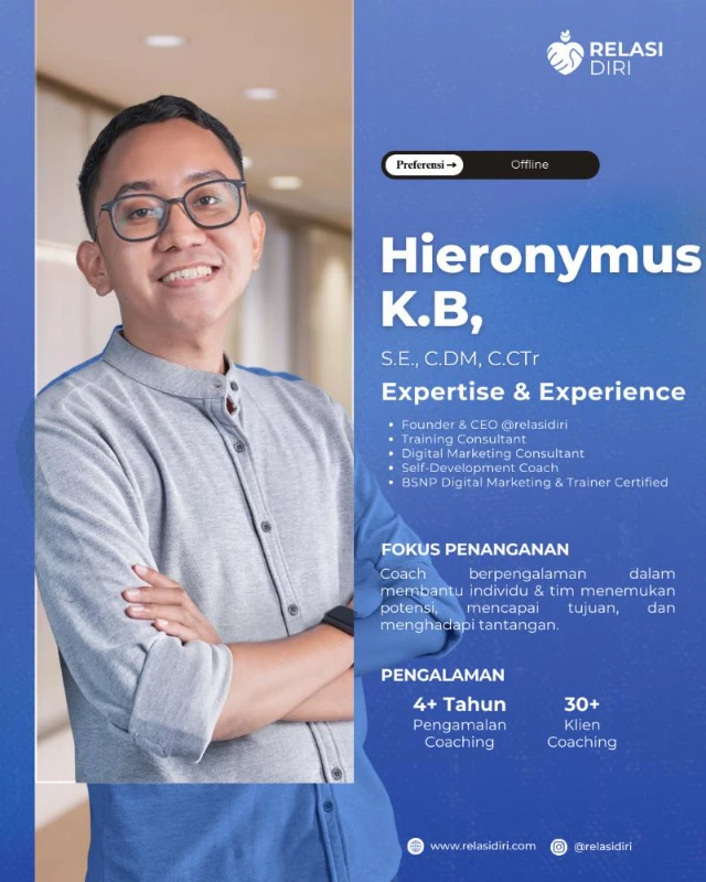 Coaching ONLINE bersama Hieronymus K.B, S.E., C.DM, C.CTr 