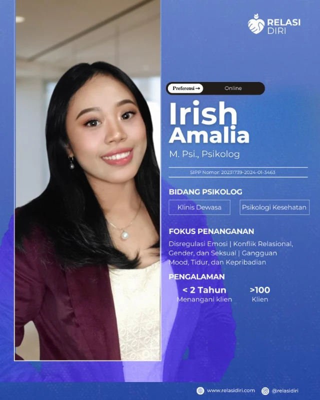 Konseling ONLINE bersama Irish Amalia, M.Psi, Psikolog