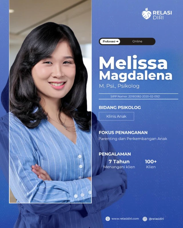Konseling ONLINE bersama Melissa Magdalena, M.Psi, Psikolog