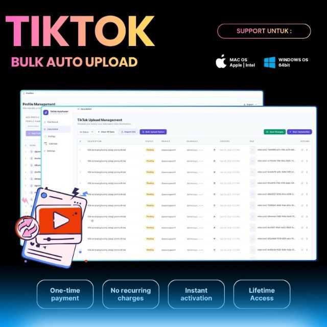 E-Course : Tiktok Upload Massal Video - Tutorial dan Software PC/Laptop