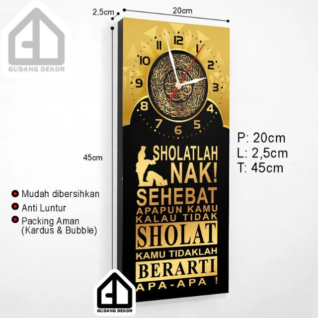 Jam Dinding Islami + BONUS Buku Arti Memahami Sholat