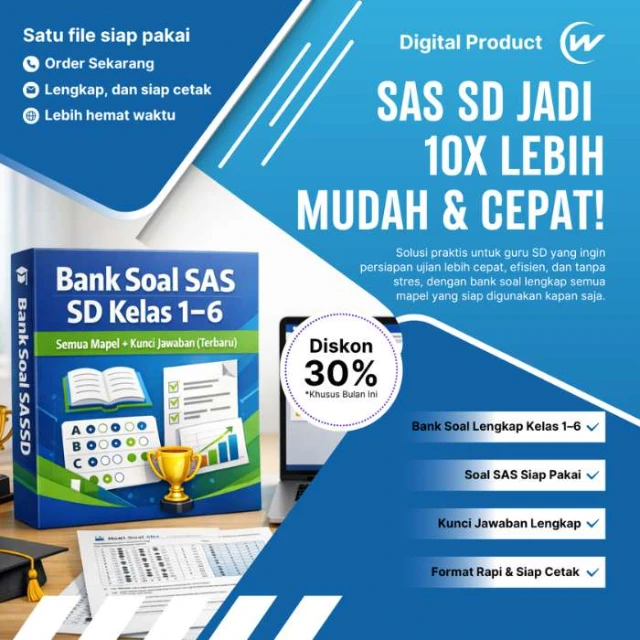 Bank Soal SAS SD Kelas 1–6 Semua Mapel + Kunci Jawaban