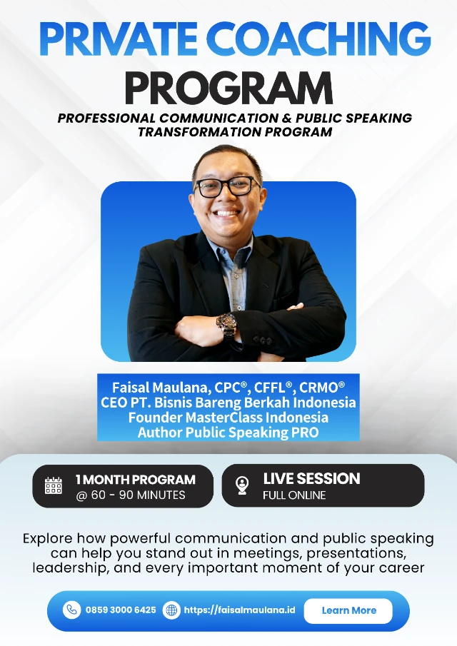 1 on 1 Private Coaching Program with Coach Faisal Maulana