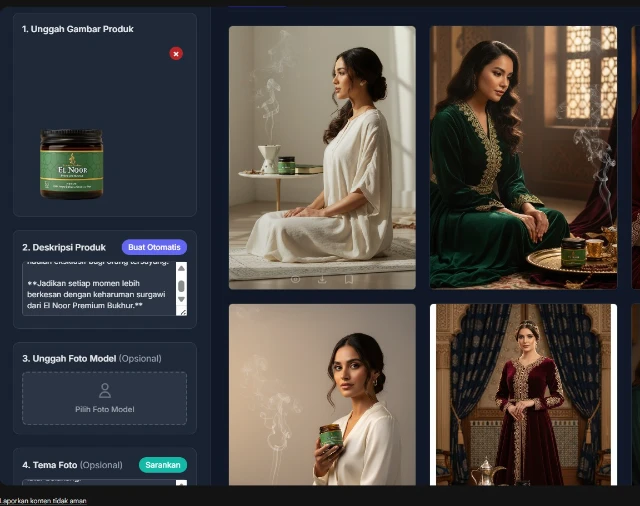 Hasil Generate Master Konten AI — Foto Produk Jadi Visual Studio Profesional