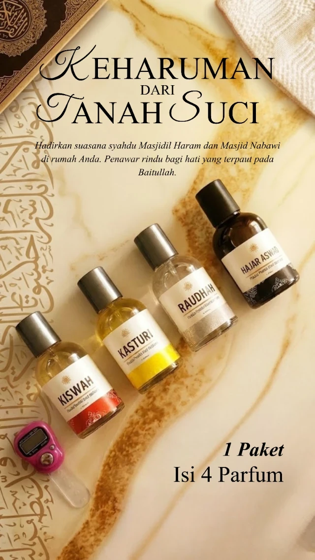 Paket Parfum 4 Pcs| Raudhah, Kiswah, Kasturi, Hajar Aswad