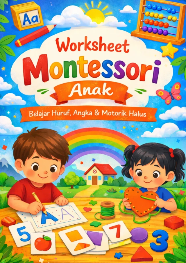 Montessori Worksheet Anak – Belajar Huruf, Angka & Motorik Halus