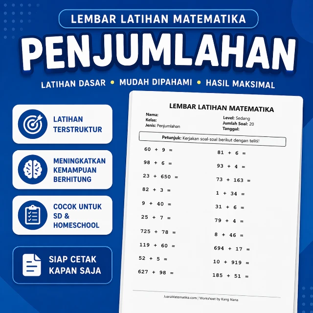 Paket Latihan Penjumlahan Juara - 6000 Soal