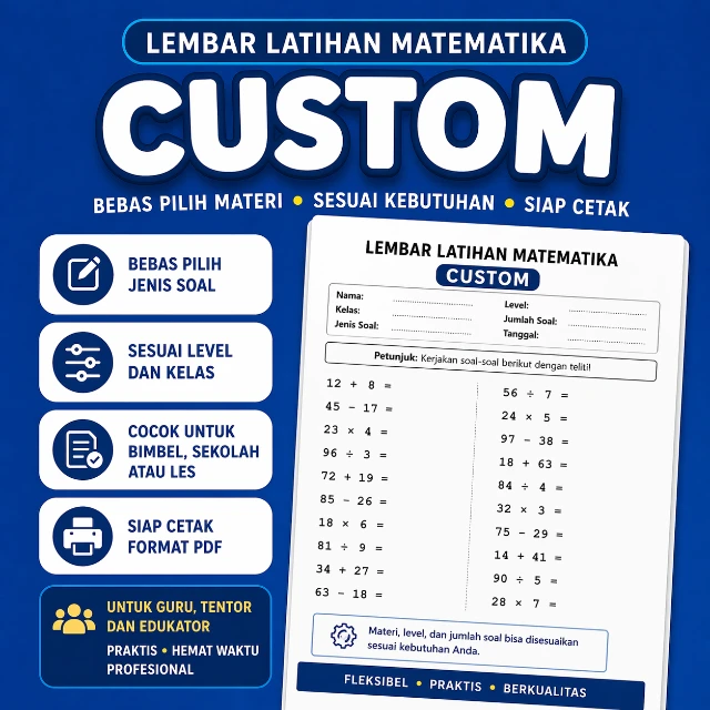 Paket 30.000 Soal Matematika Dasar – Versi Custom (Full Whitelabel & Bisa Branding Sendiri)