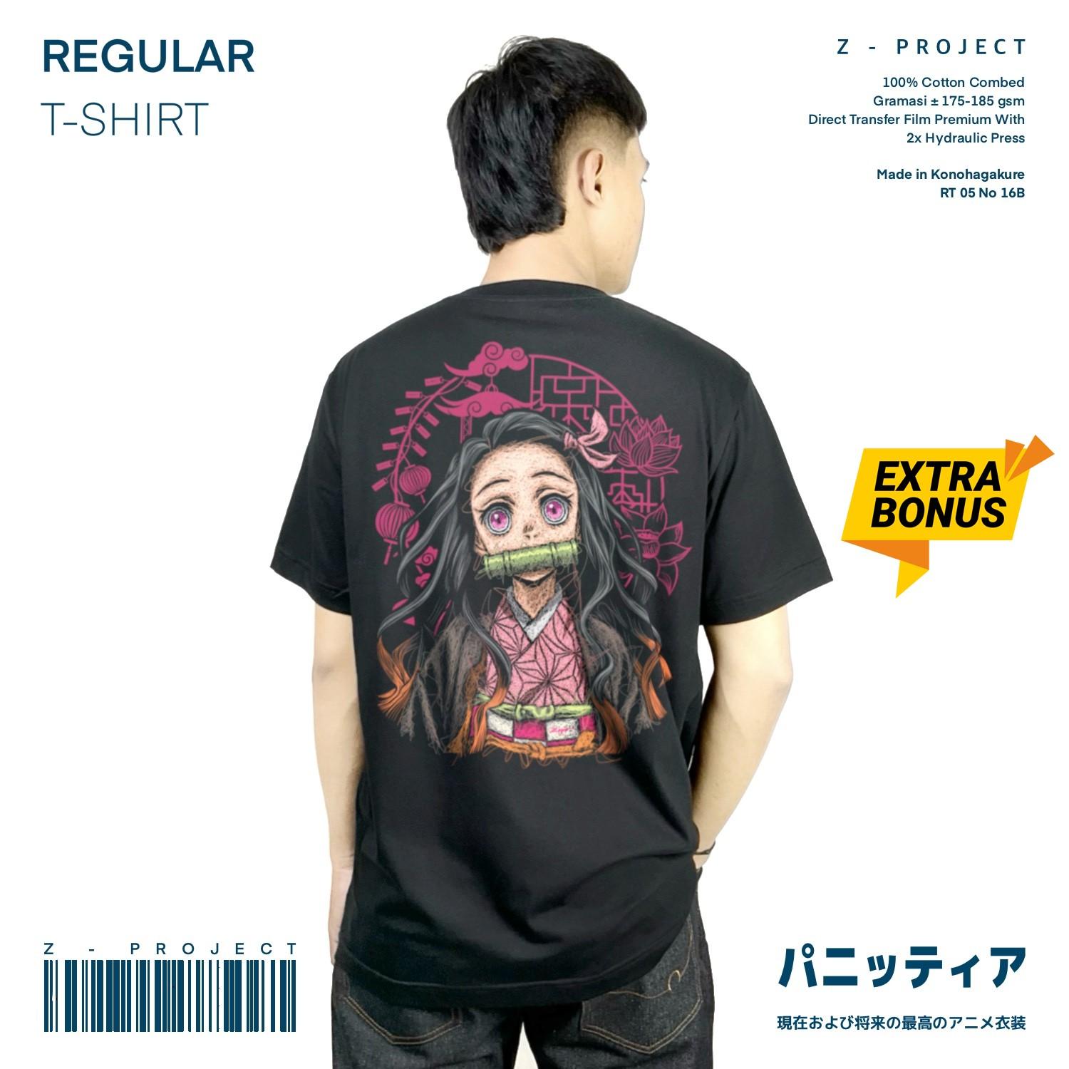 Zetproject Zetsu - Kaos Tshirt Anime Distro Hitam Pria Wanita Lengan Pendek - Nezuko