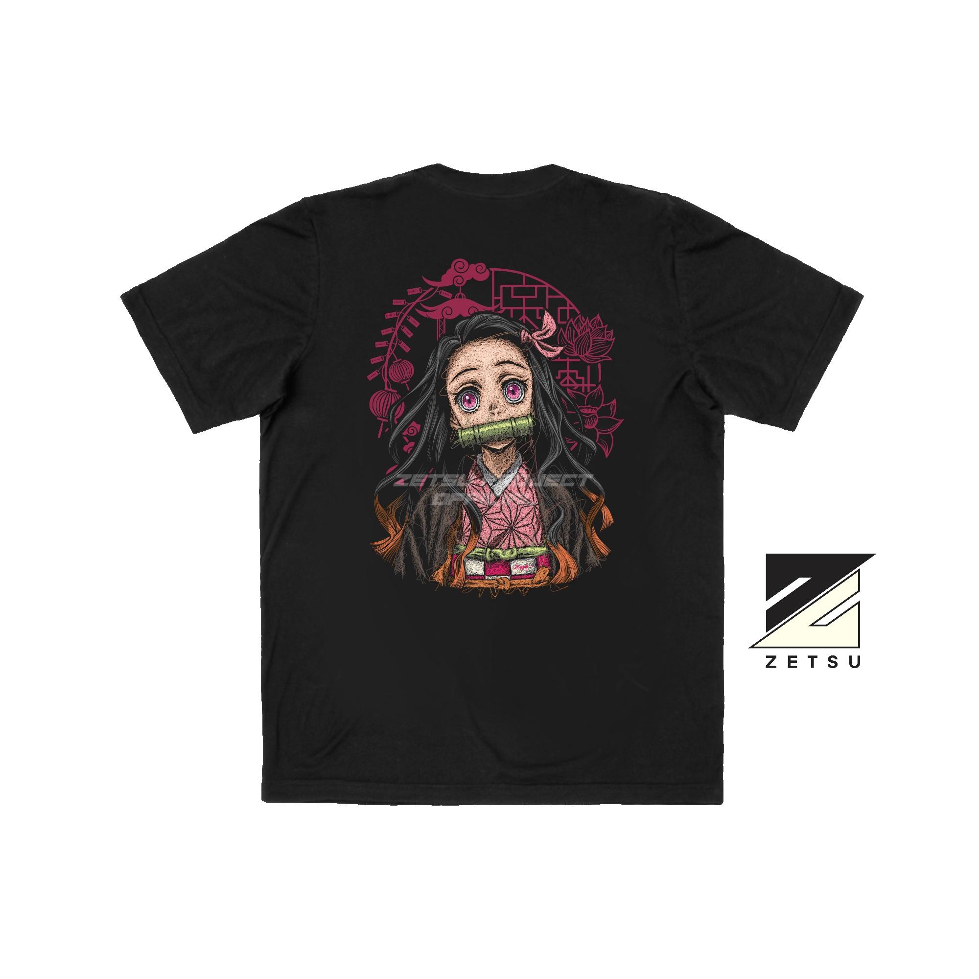 Zetproject Zetsu - Kaos Tshirt Anime Distro Hitam Pria Wanita Lengan Pendek - Nezuko-3