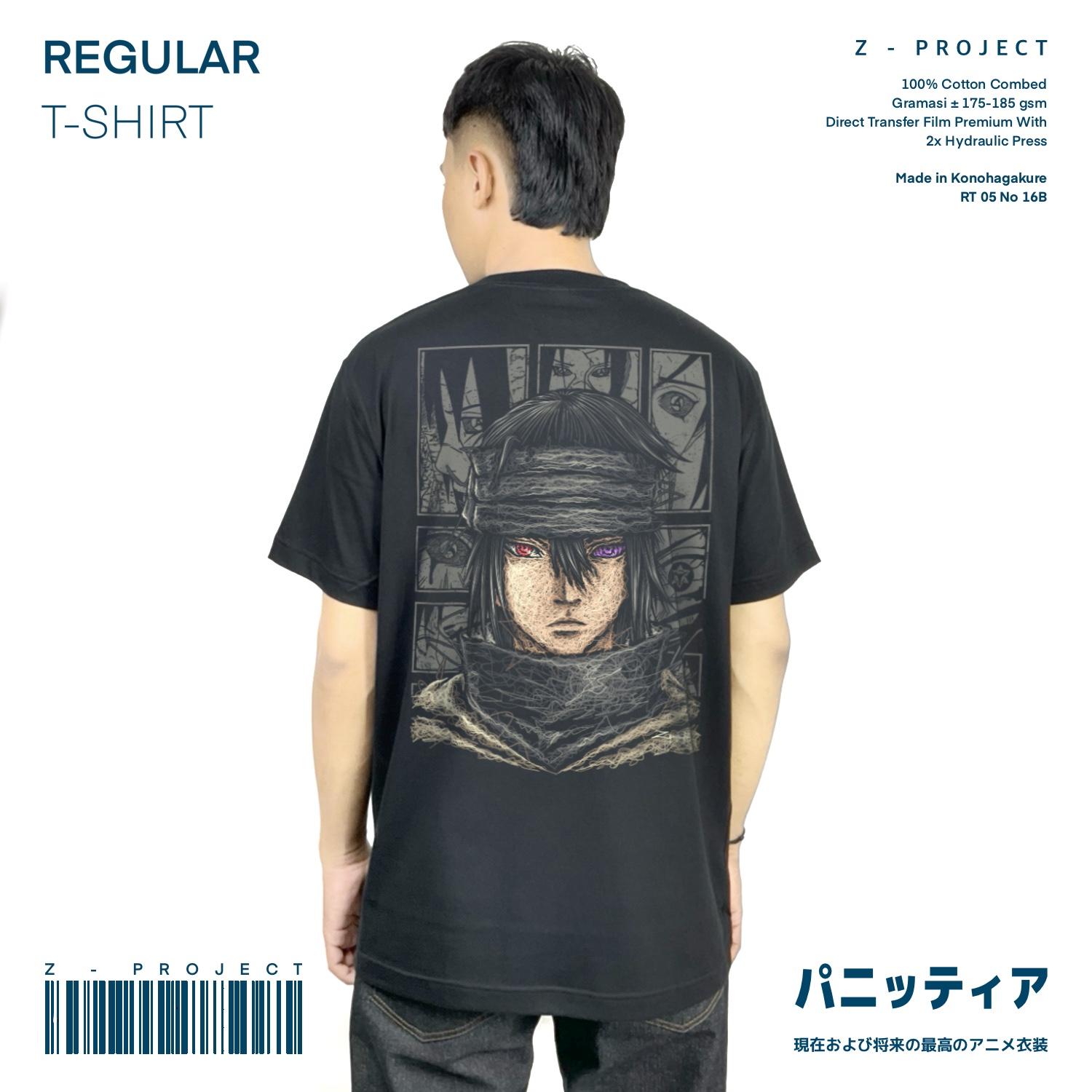 Zetproject Zetsu - Kaos Tshirt Anime Distro Hitam Pria Wanita Lengan Pendek - Sasuke