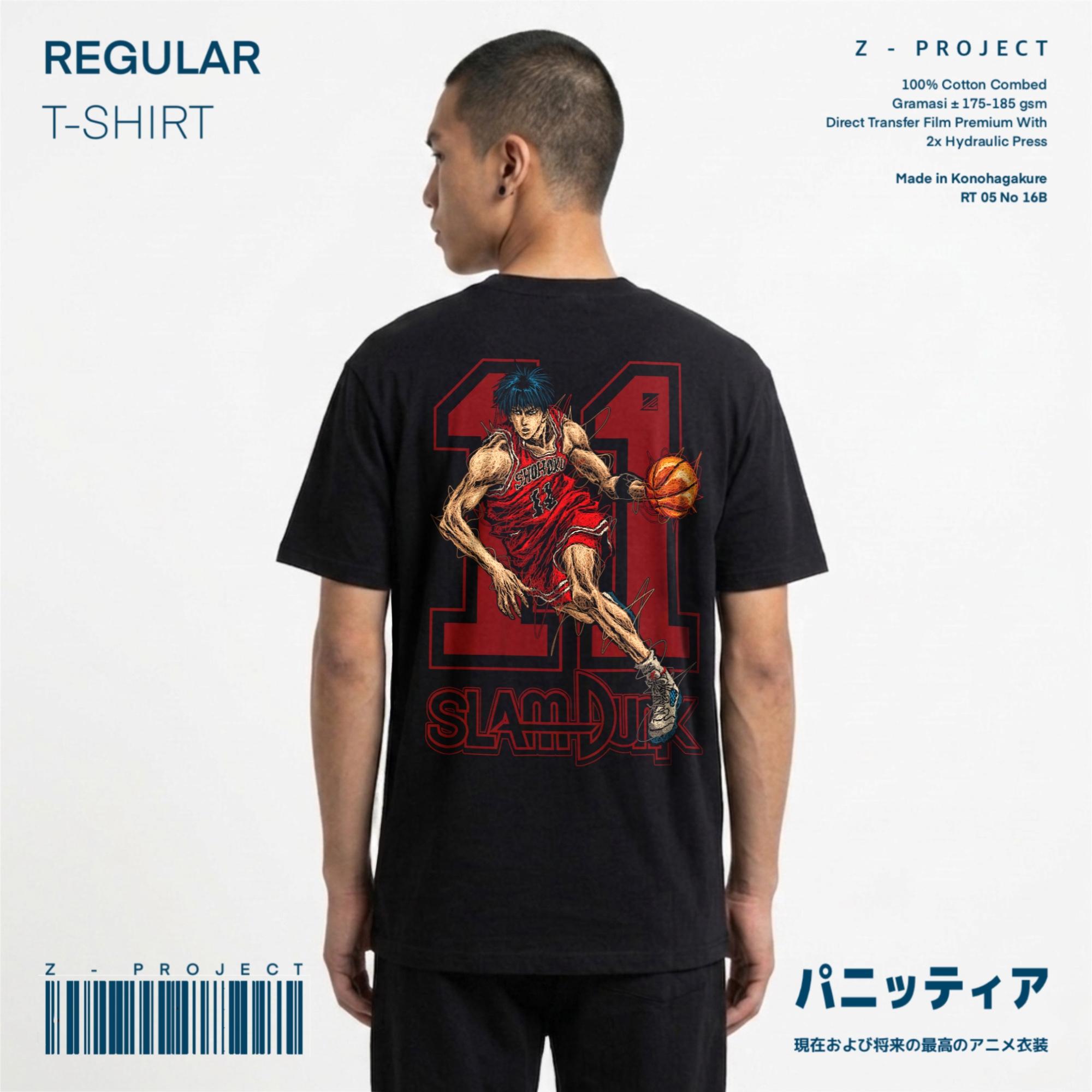 Zetproject Zetsu - Kaos Tshirt Anime Distro Hitam Pria Wanita Lengan Pendek - Rukawa