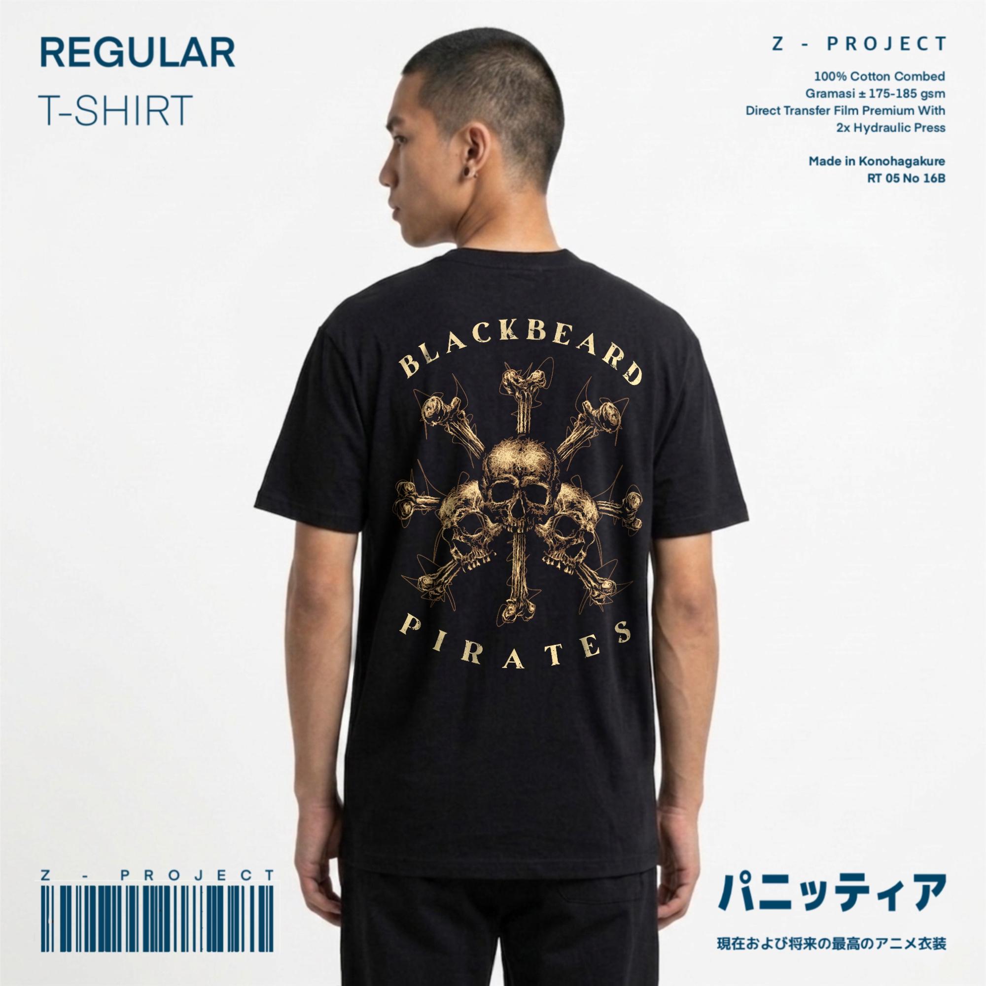 Zetproject Zetsu - Kaos Tshirt Anime Distro Hitam Pria Wanita Lengan Pendek - Blackbeard Pirates