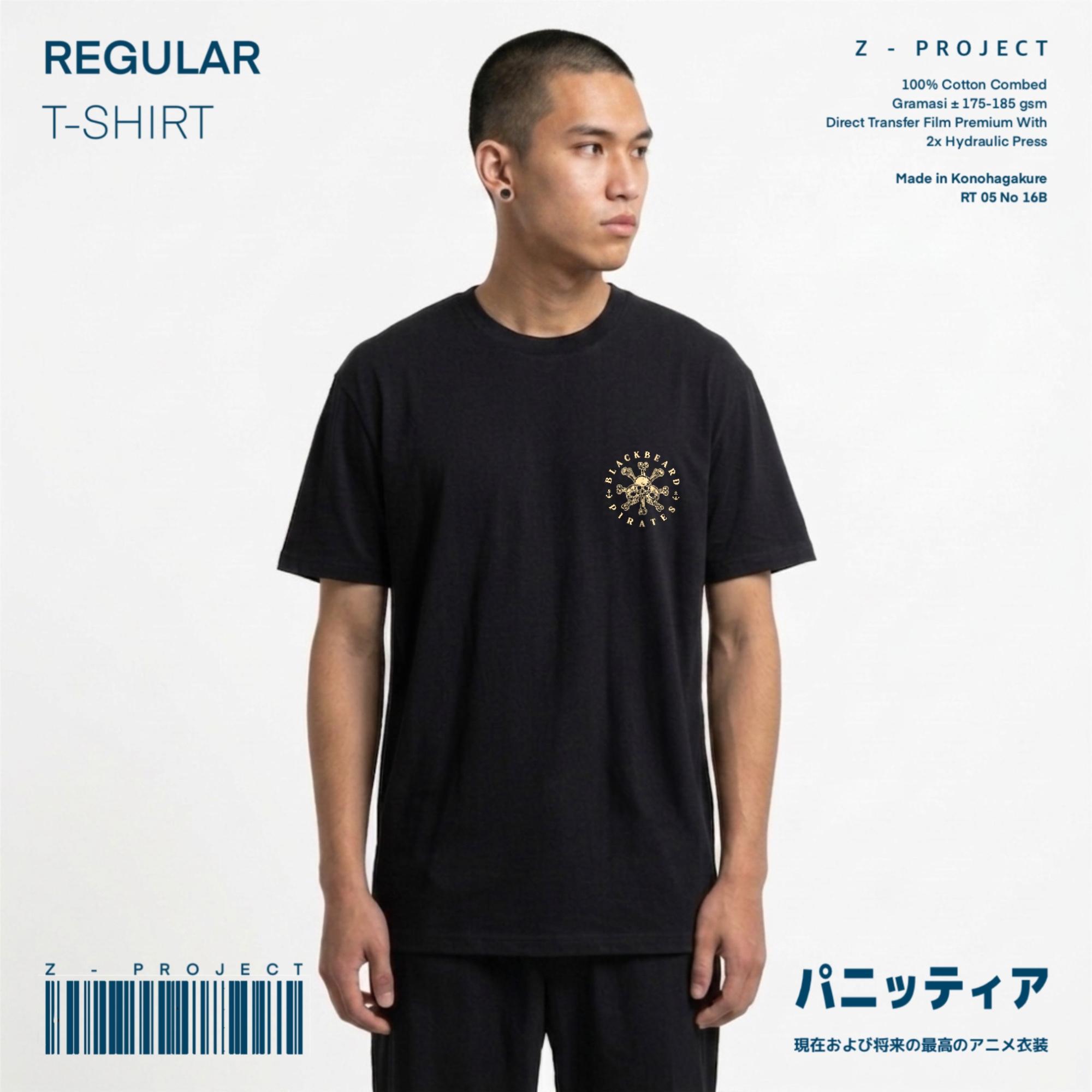 Zetproject Zetsu - Kaos Tshirt Anime Distro Hitam Pria Wanita Lengan Pendek - Blackbeard Pirates-3