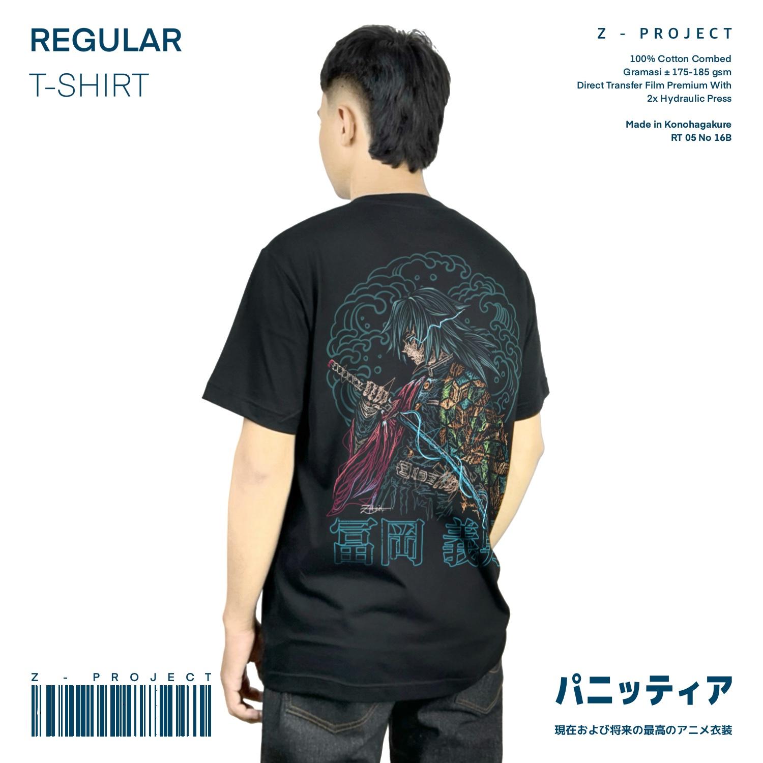 Zetproject Zetsu - Kaos Tshirt Anime Distro Hitam Pria Wanita Lengan Pendek - Giyu Tomioka