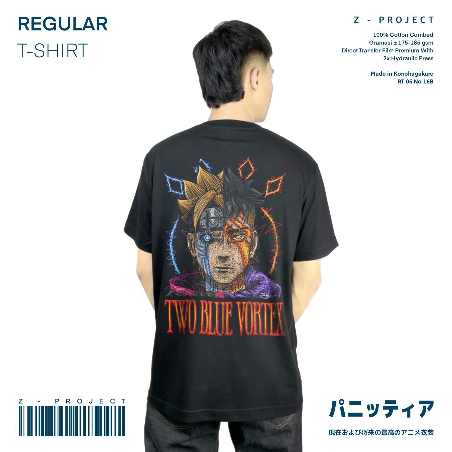 Zetproject Zetsu - Kaos Tshirt Anime Distro Hitam Pria Wanita Lengan Pendek - Two Blue Vortex