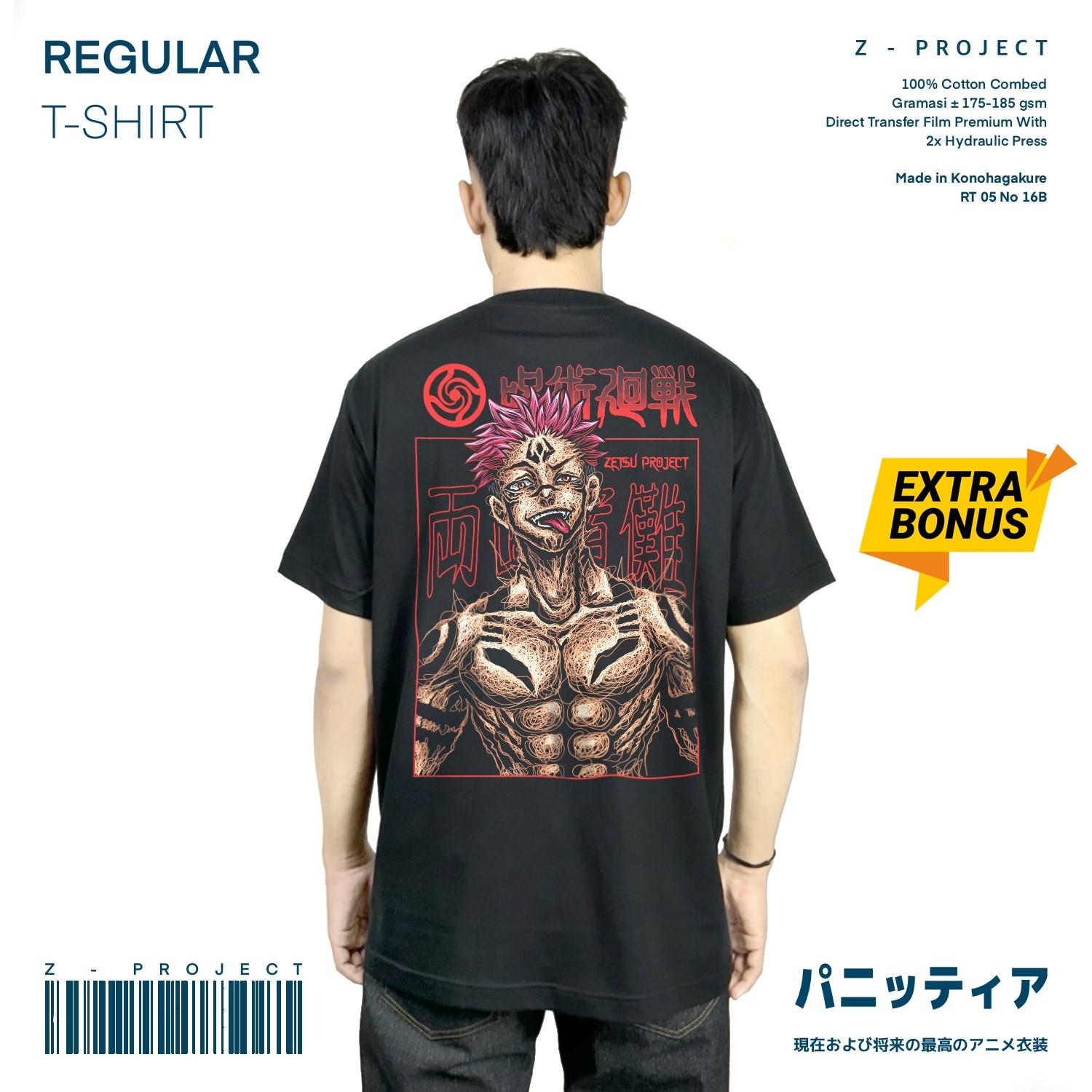 Zetproject Zetsu - Kaos Tshirt Anime Distro Hitam Pria Wanita Lengan Pendek - Sukuna