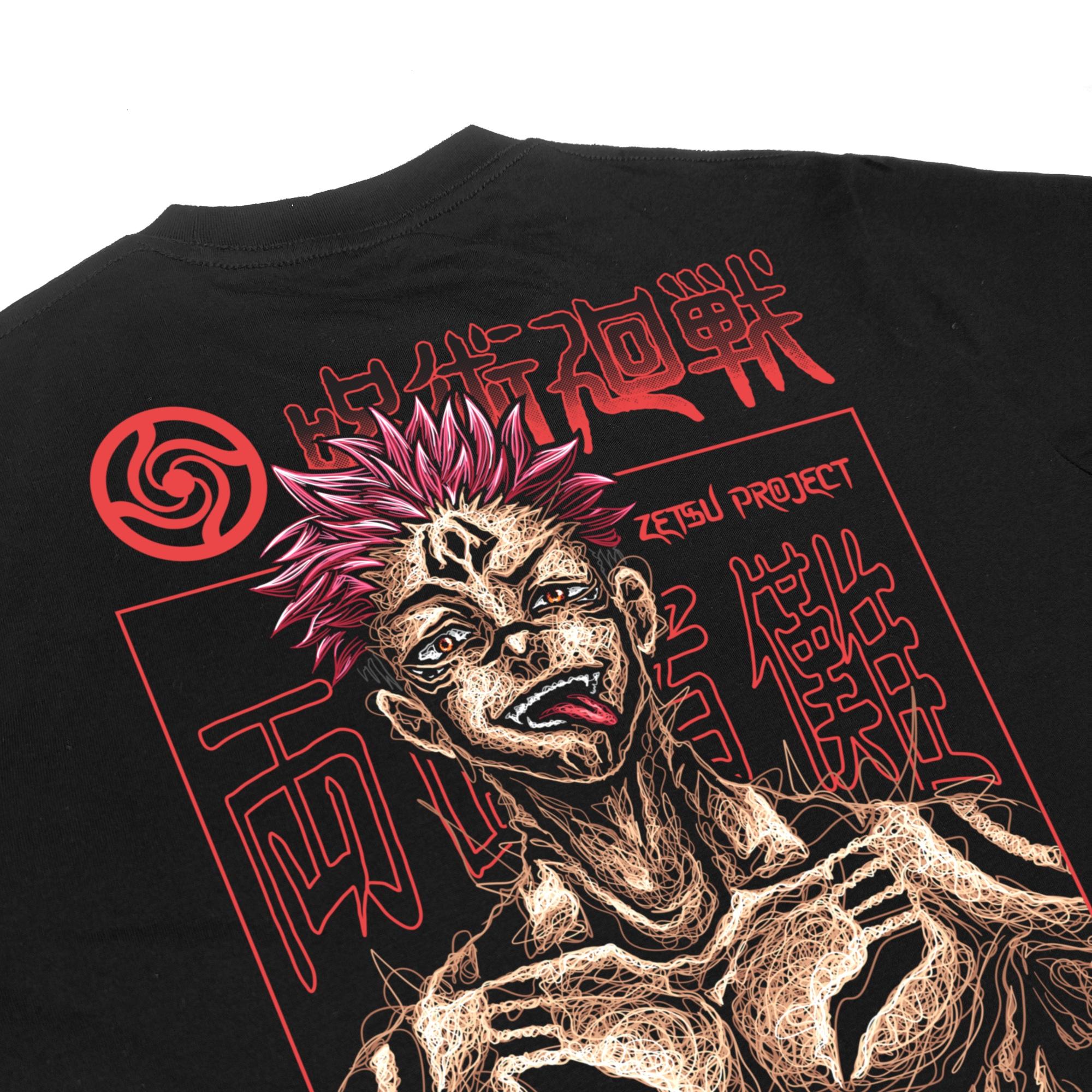 Zetproject Zetsu - Kaos Tshirt Anime Distro Hitam Pria Wanita Lengan Pendek - Sukuna-3