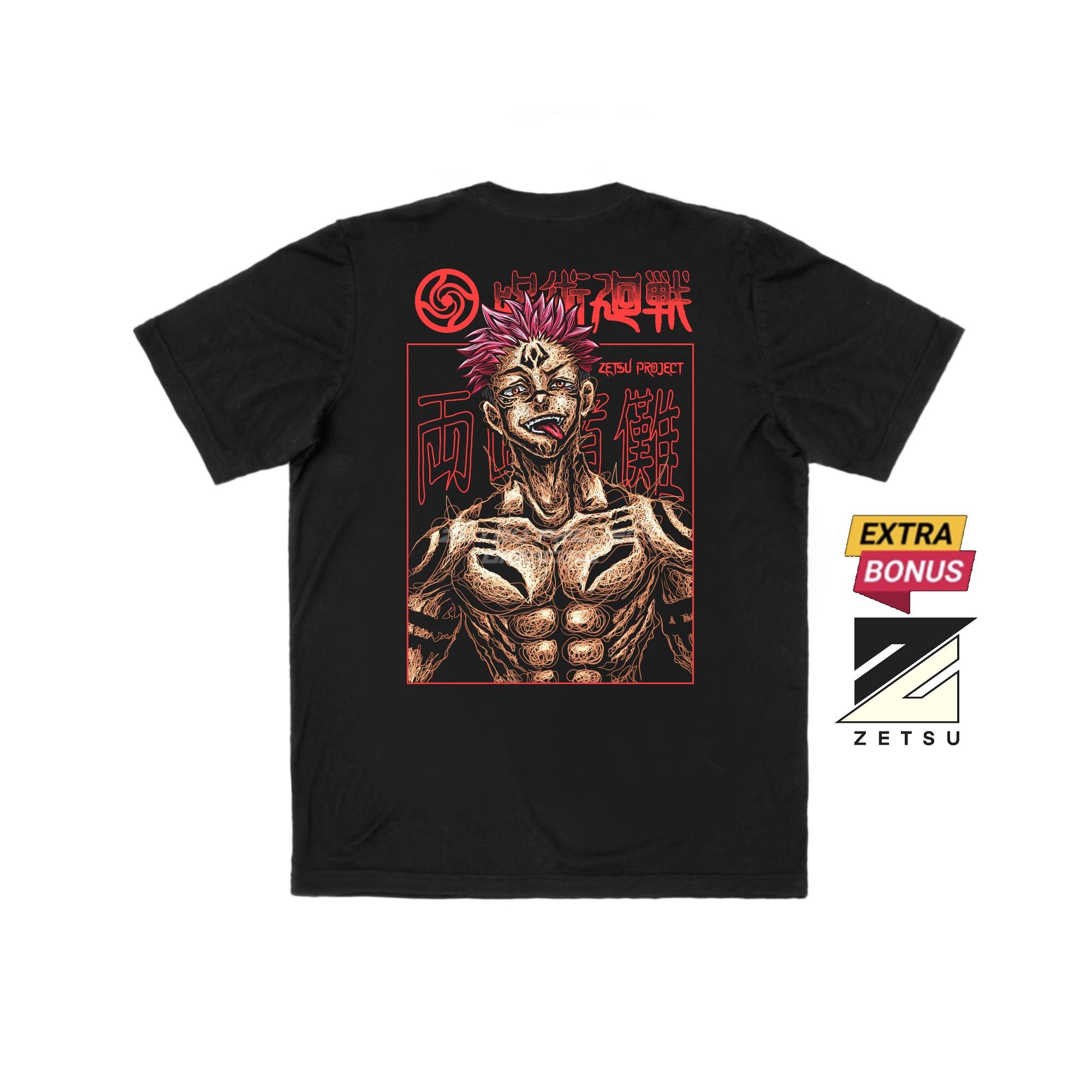 Zetproject Zetsu - Kaos Tshirt Anime Distro Hitam Pria Wanita Lengan Pendek - Sukuna-5