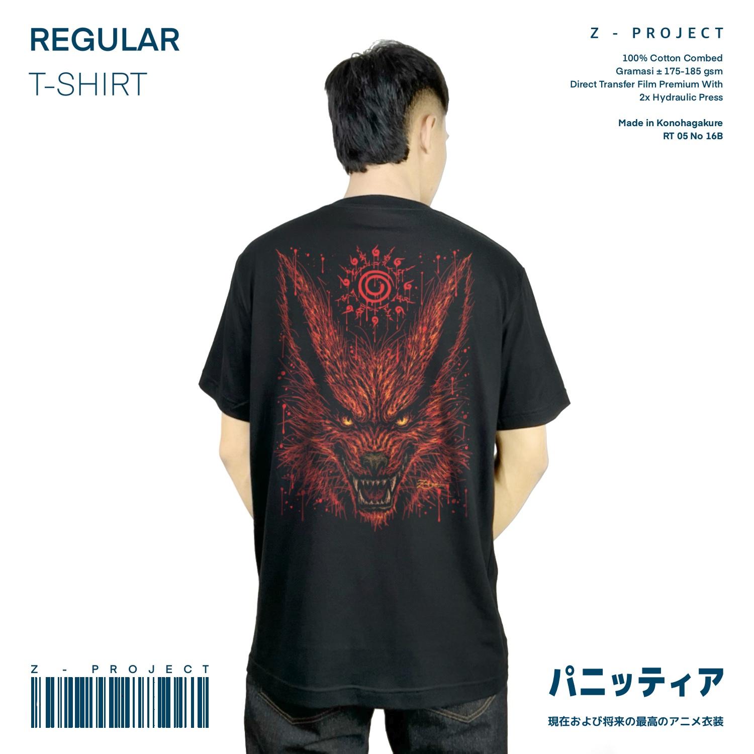 Zetproject Zetsu - Kaos Tshirt Anime Distro Hitam Pria Wanita Lengan Pendek - Kurama