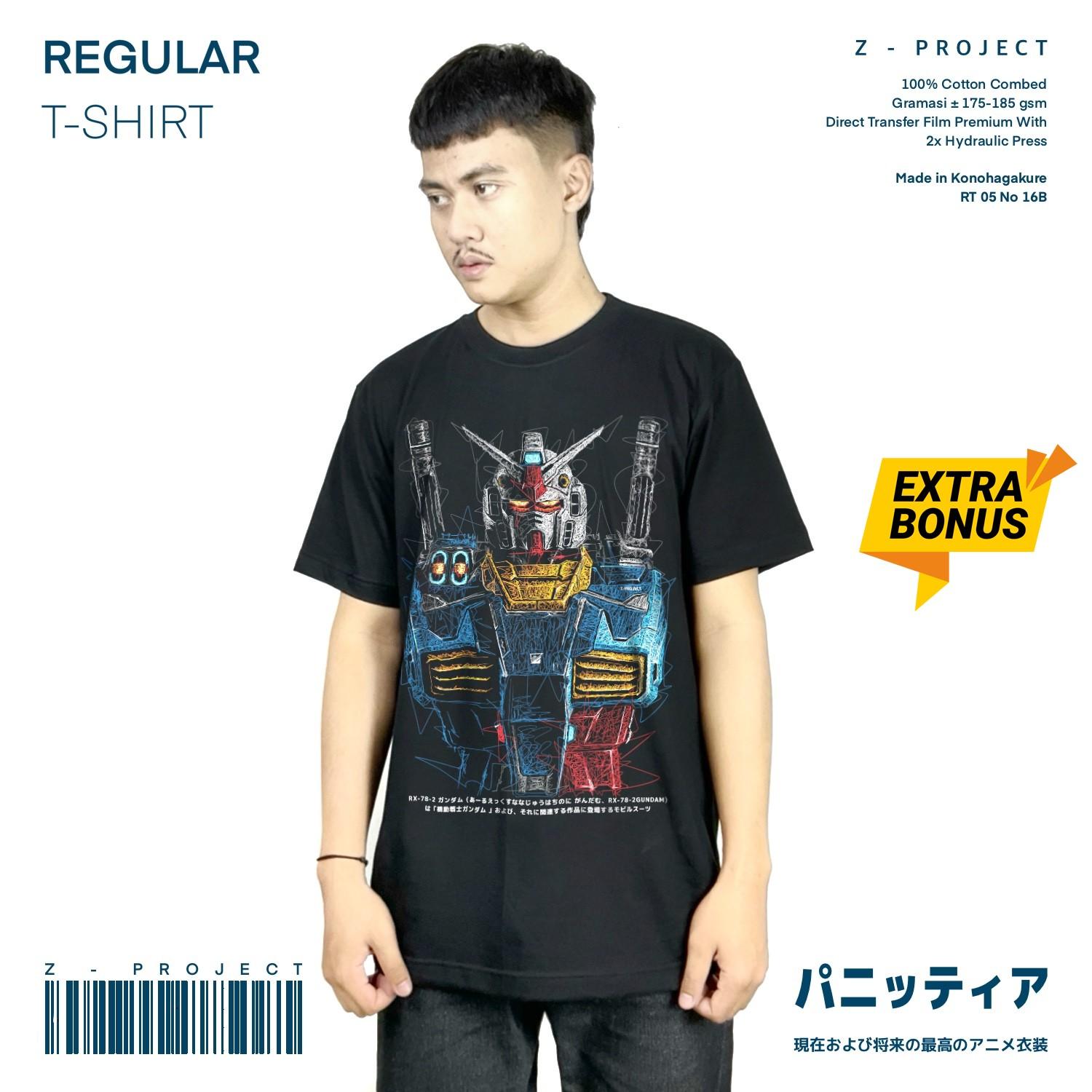 Zetproject Zetsu - Kaos Tshirt Anime Distro Hitam Pria Wanita Lengan Pendek - RX78 Mecha