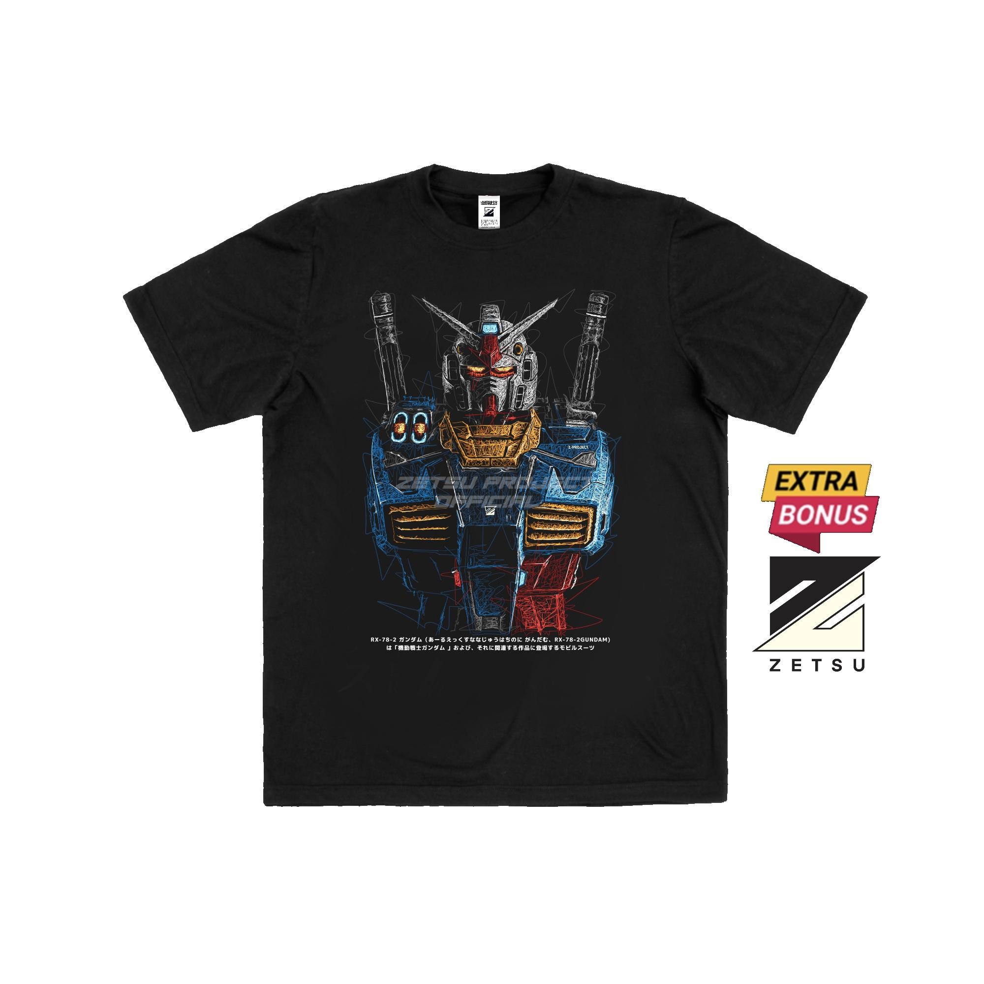 Zetproject Zetsu - Kaos Tshirt Anime Distro Hitam Pria Wanita Lengan Pendek - RX78 Mecha-2