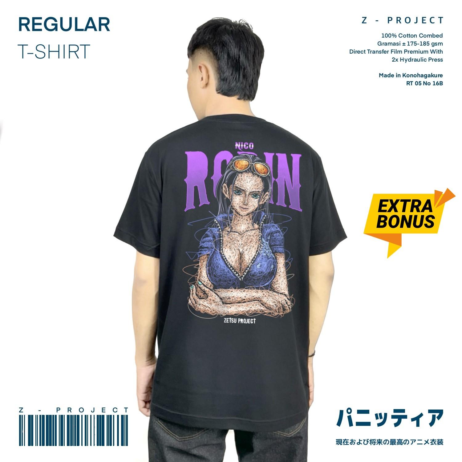 Zetproject Zetsu - Kaos Tshirt Anime Distro Hitam Pria Wanita Lengan Pendek - Robin