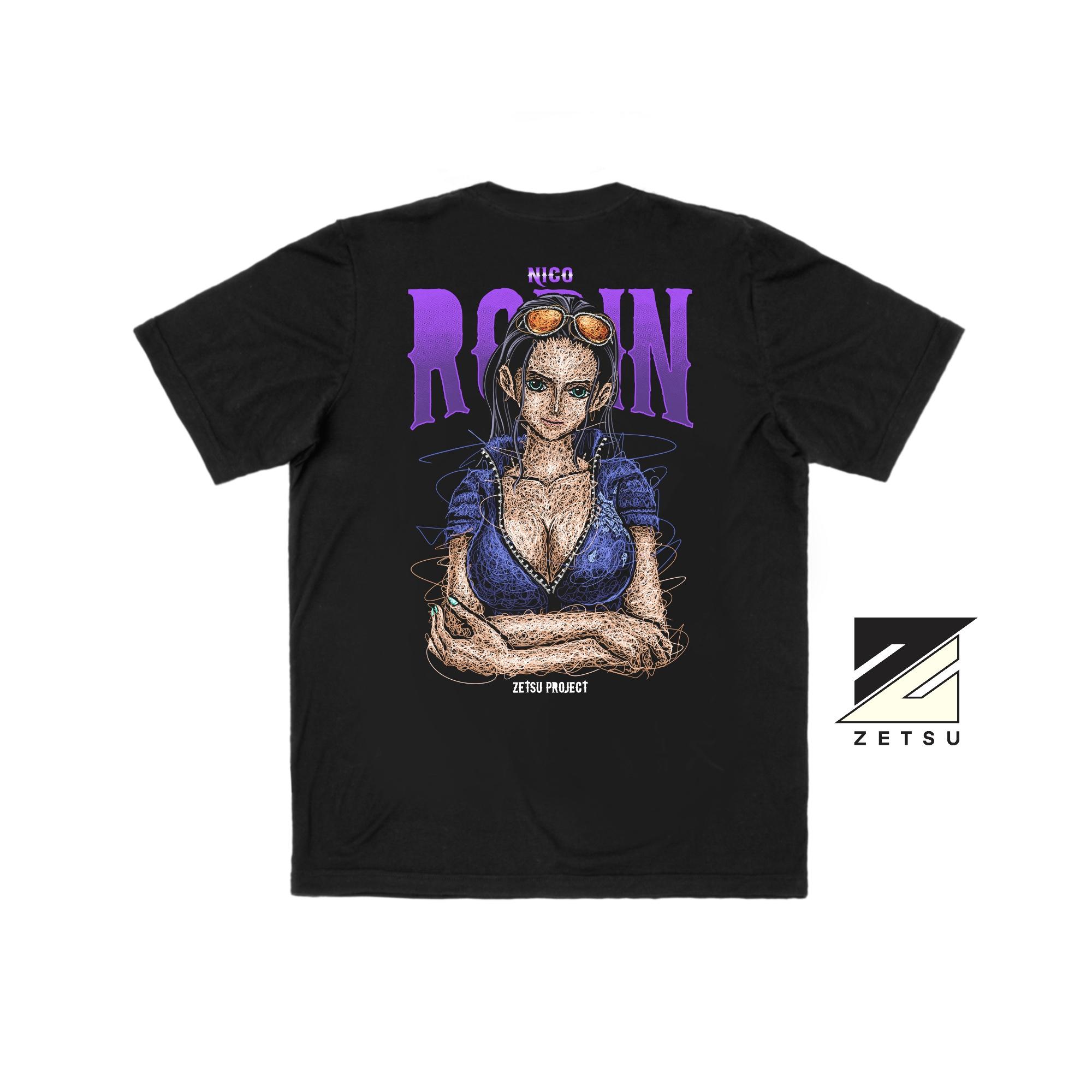 Zetproject Zetsu - Kaos Tshirt Anime Distro Hitam Pria Wanita Lengan Pendek - Robin-3