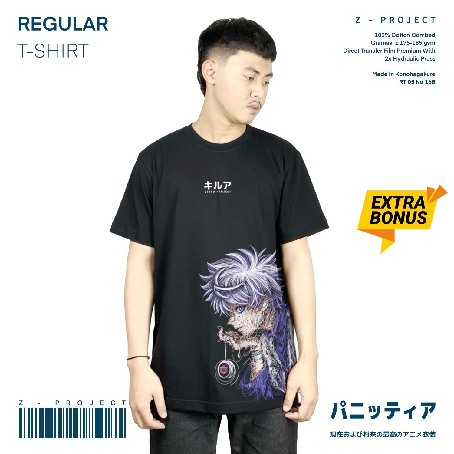Zetproject Zetsu - Kaos Tshirt Anime Distro Hitam Pria Wanita Lengan Pendek - Killua