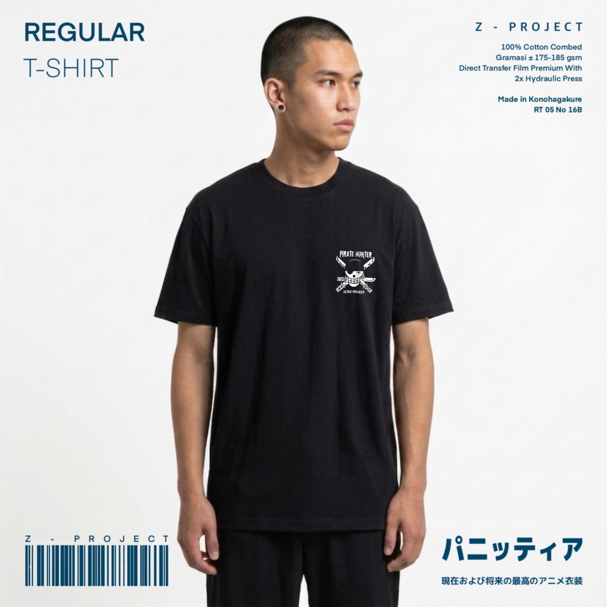 Zetproject Zetsu - Kaos Tshirt Anime Distro Hitam Pria Wanita Lengan Pendek - Zoro Roronoa-3